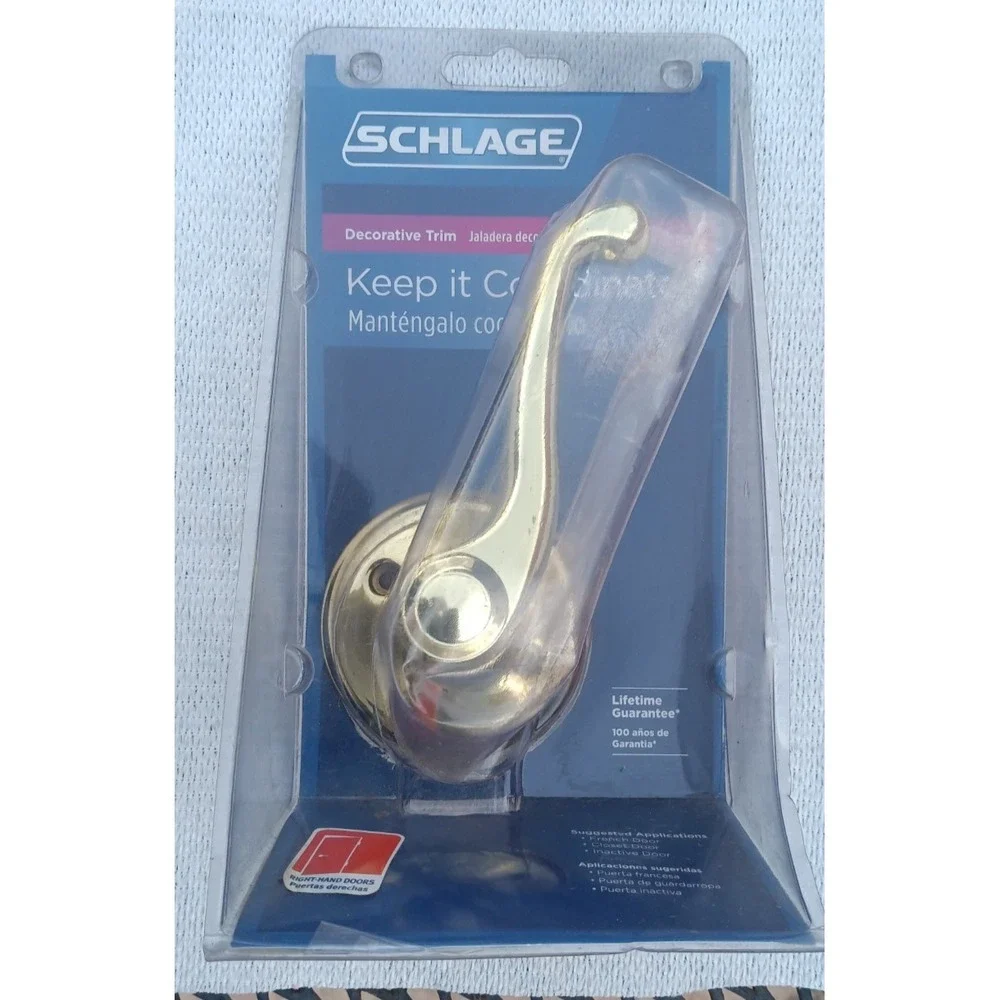 6x Schlage Flair Lever Bright Brass‎ Dummy Door Handles 2 Left / 4 Right Handed